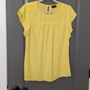 Tacera Sunny Yellow Cap Sleeve Blouse